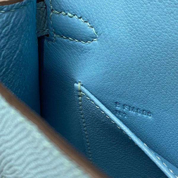 HM KELLY MINI 20 CIELO BLU EPSOM ARGENTO HARDWARE