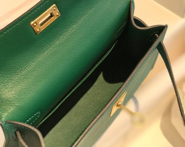 HM KELLY MINI 20 VERDE EPSOM ORO HARDWARE