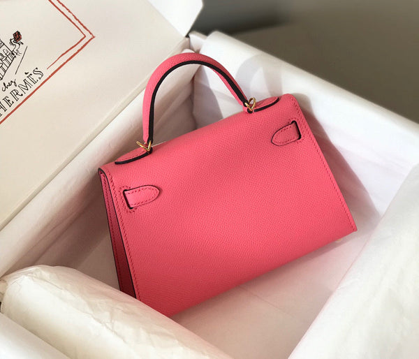 HM KELLY MINI 20 ROSA SCURO EPSOM GOLD HARDWARE