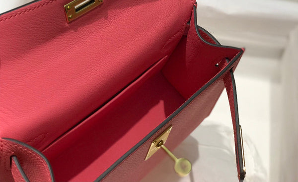 HM KELLY MINI 20 ROSA SCURO EPSOM GOLD HARDWARE