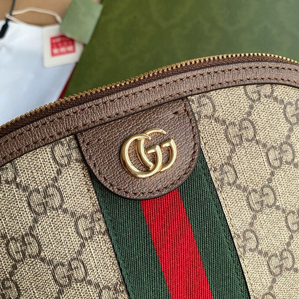 ophidia grande marsupio in tela monogramma beige da 24 cm