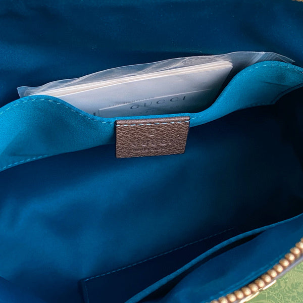 ophidia grande marsupio in tela monogramma beige da 24 cm