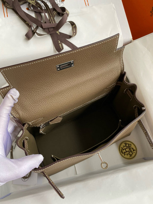 HM KELLY 28CM MARRONE TOGO ARGENTO HARDWARE