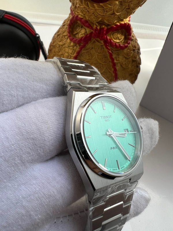tisso prx 40mm quartz stainless steel tiffany blue dial