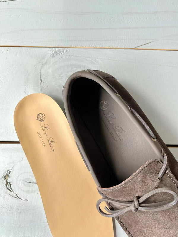 Loro Piana Suede Dot Sole Walk Loafers Brown