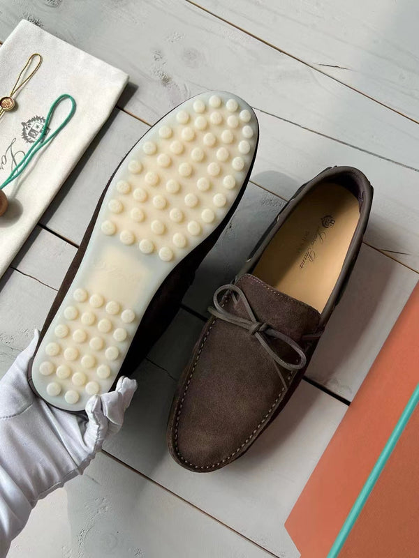 Loro Piana Suede Dot Sole Walk Loafers Brown
