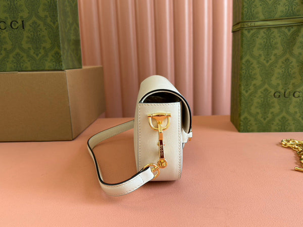 gg horsebit 1955 24cm small shoulder bag white calfskin