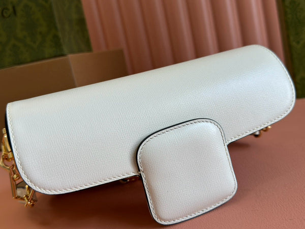 gg horsebit 1955 24cm small shoulder bag white calfskin