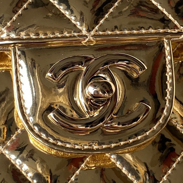 cc large backpack 31cm gold patent calfskin gold hardware