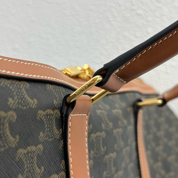 Large Travel Bag 50cm Triomphe Canvas Tan Calfskin