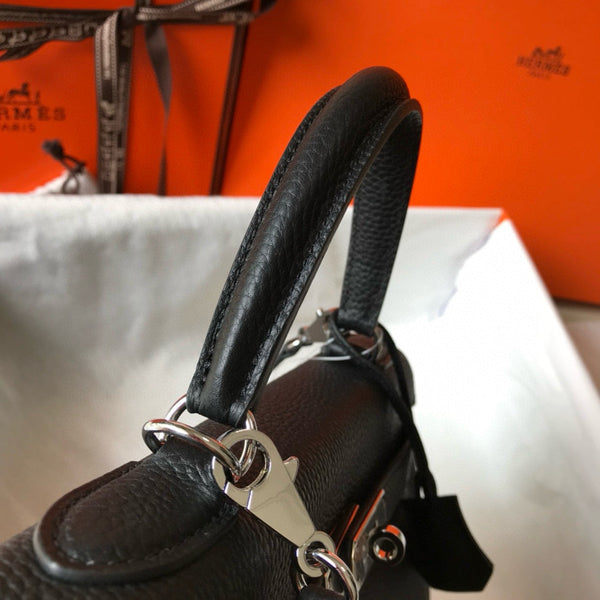 HM KELLY BLACK TOGO LEATHER SILVER HARDWARE