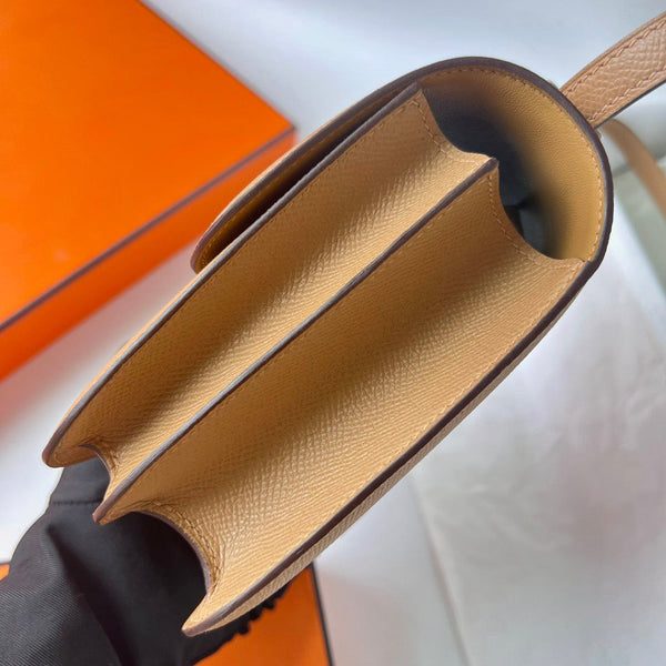 Borsa HM Constance Beige Scuro Epsom Hardware Argento