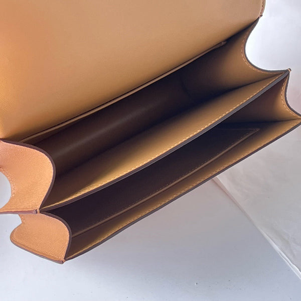 Borsa HM Constance Beige Scuro Epsom Hardware Argento