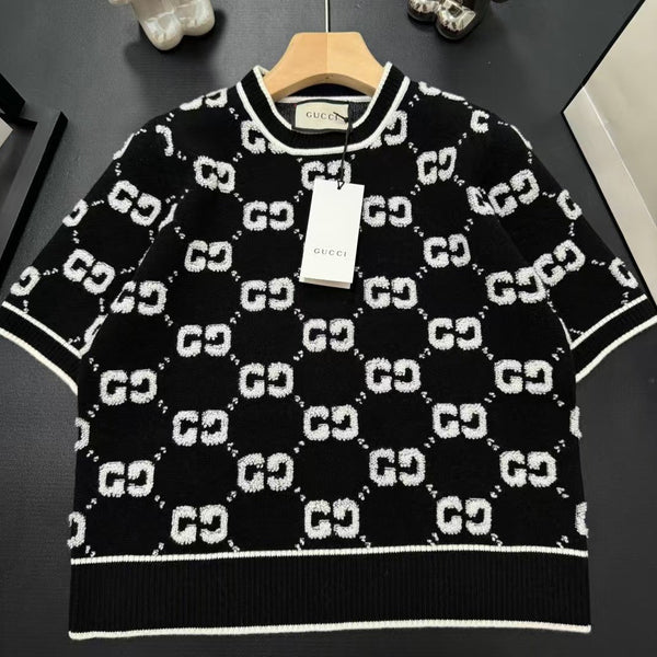 Maglione a maniche corte GG Jacquard nero