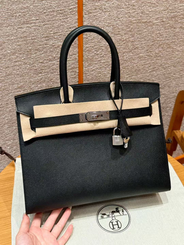 HM BIRKIN SELLIER PELLE EPSOM NERA FERRAMENTA ARGENTO