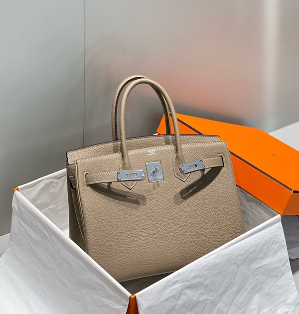HM BIRKIN 30CM PELLE MARRONE TOGO FERRAMENTA ARGENTO