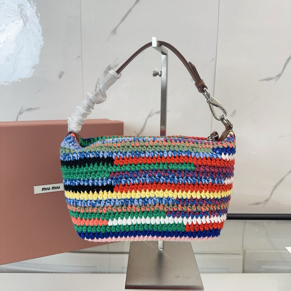 Miumiu Rainbow Woven Bag 21cm Super Heavy Cottton Handmade
