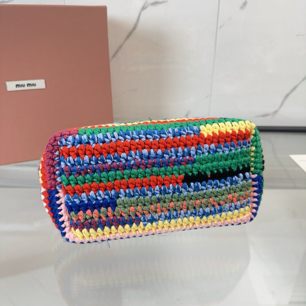 Miumiu Rainbow Woven Bag 21cm Super Heavy Cottton Handmade