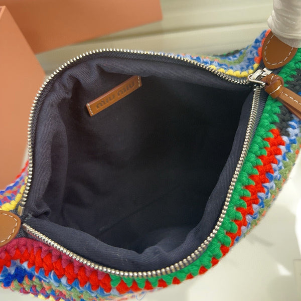 Miumiu Rainbow Woven Bag 21cm Super Heavy Cottton Handmade