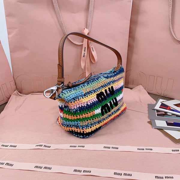 Miumiu Rainbow Woven Bag 19 25.5cm Super Heavy Cottton Handmade
