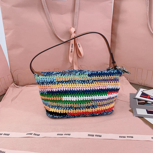 Miumiu Rainbow Woven Bag 19 25.5cm Super Heavy Cottton Handmade