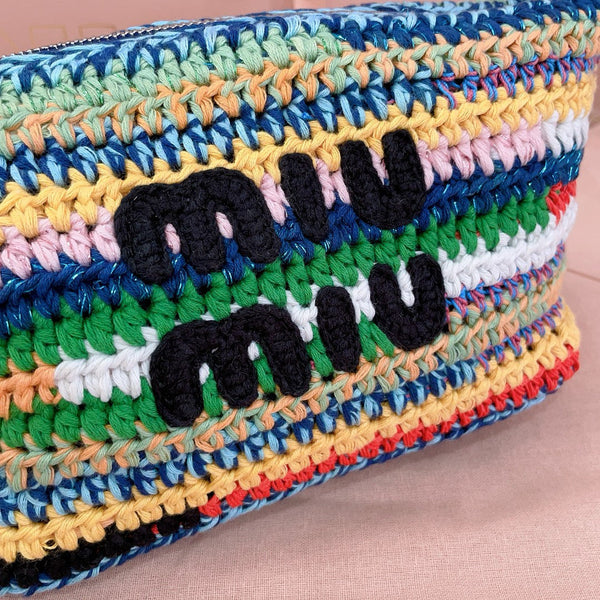 Miumiu Rainbow Woven Bag 19 25.5cm Super Heavy Cottton Handmade