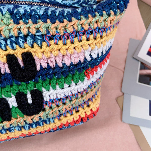 Miumiu Rainbow Woven Bag 19 25.5cm Super Heavy Cottton Handmade