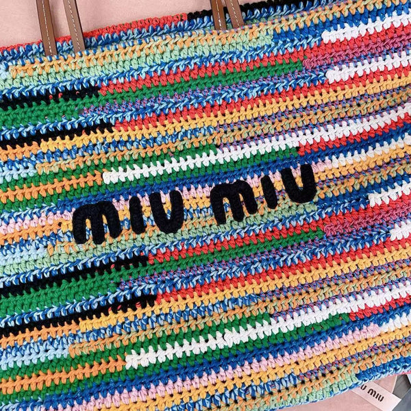 Miumiu Rainbow Woven Bag 40cm Super Heavy Cottton Handmade