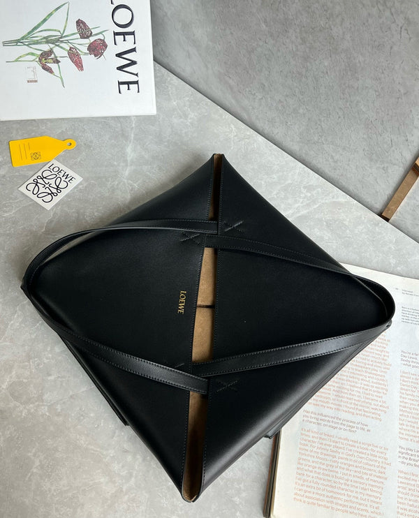 LOEW PUZZLE FOLD TOTE IBLACK SHINY CALFSKIN