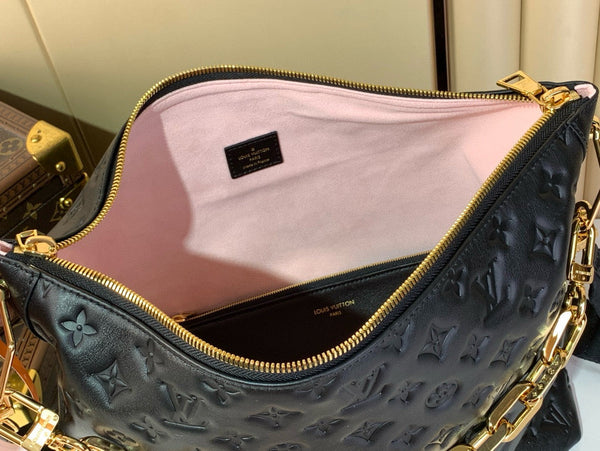 Coussin Hobo MM 38cm Black Monogram Empreinte Leather