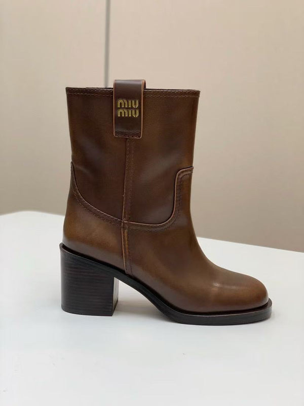 Miu Smoked Leather Booties