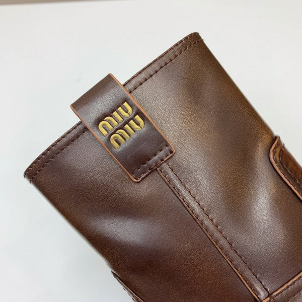 Miu Smoked Leather Booties
