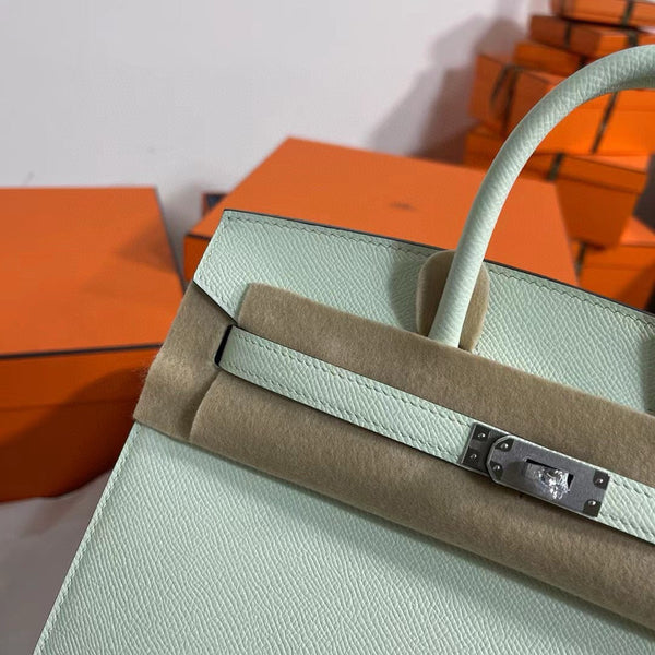 HM BIRKIN 25CM VERT FIZZ EPSOM LEATHER SILVER HARDWARE