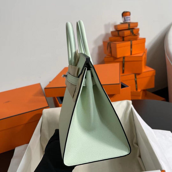 HM BIRKIN 25CM VERT FIZZ EPSOM LEATHER SILVER HARDWARE