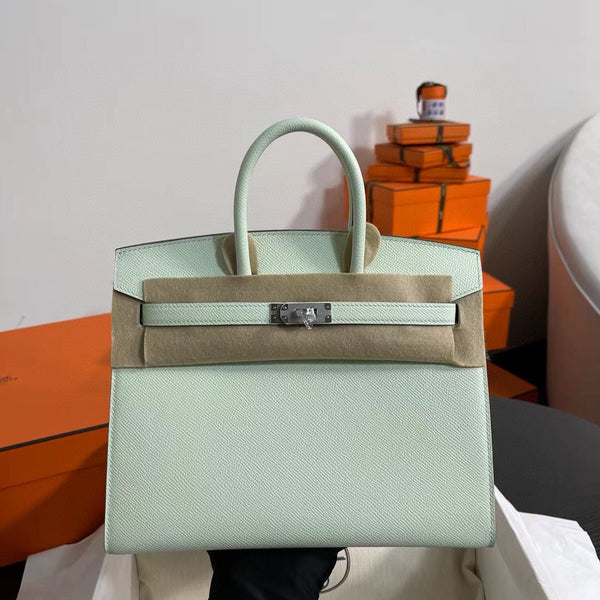 HM BIRKIN 25CM VERT FIZZ EPSOM LEATHER SILVER HARDWARE