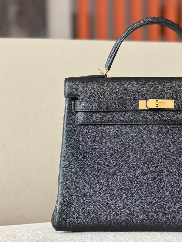 HM KELLY 35CM BLACK TOGO LEATHER GOLD HARDWARE