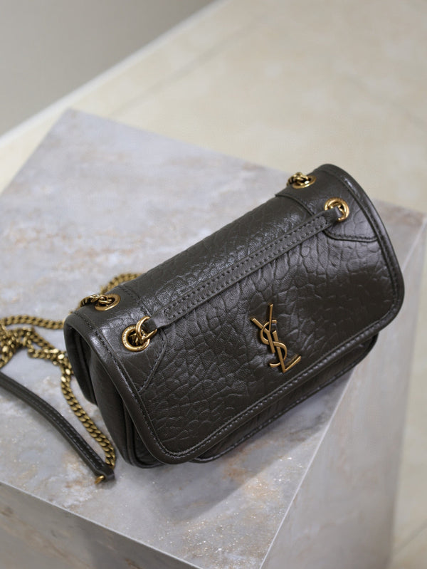 YSL Niki Bag 18cm Black Gold Sheepskin