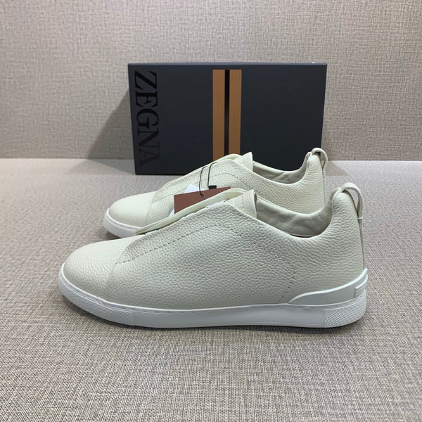 Zegna Triple Stitch Ivory Leather sneakers