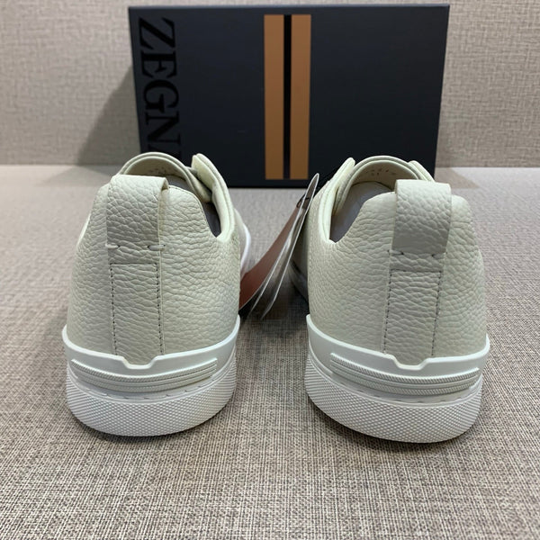 Zegna Triple Stitch Ivory Leather sneakers