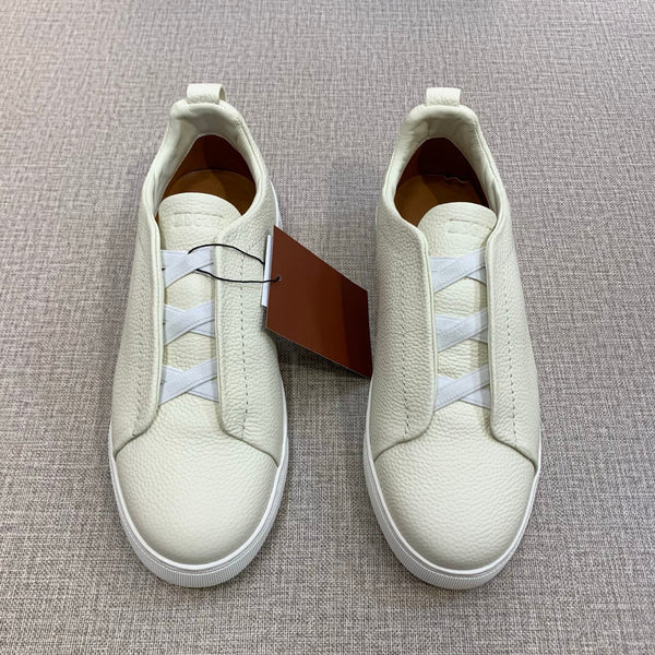 Zegna Triple Stitch Ivory Leather sneakers
