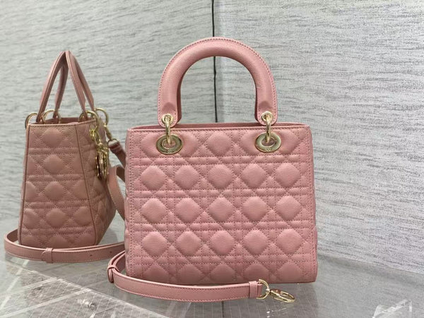 CD MEDIUM LADY 24 BLUSH CANNAGE LAMBSKIN