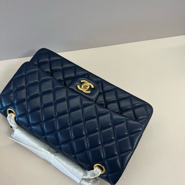 CC Classic 25cm Navy Blue Lambskin Gold Hardware