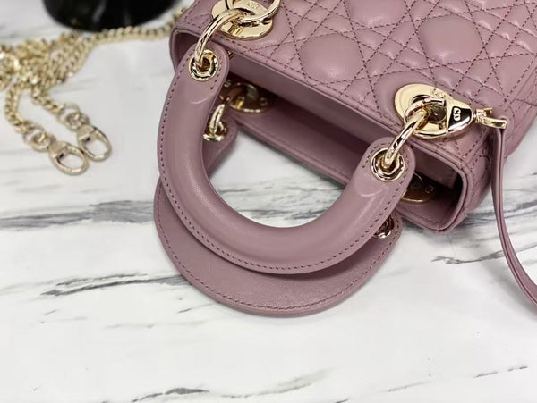 CD Lady Dior Bag Dusty Pink Lambskin