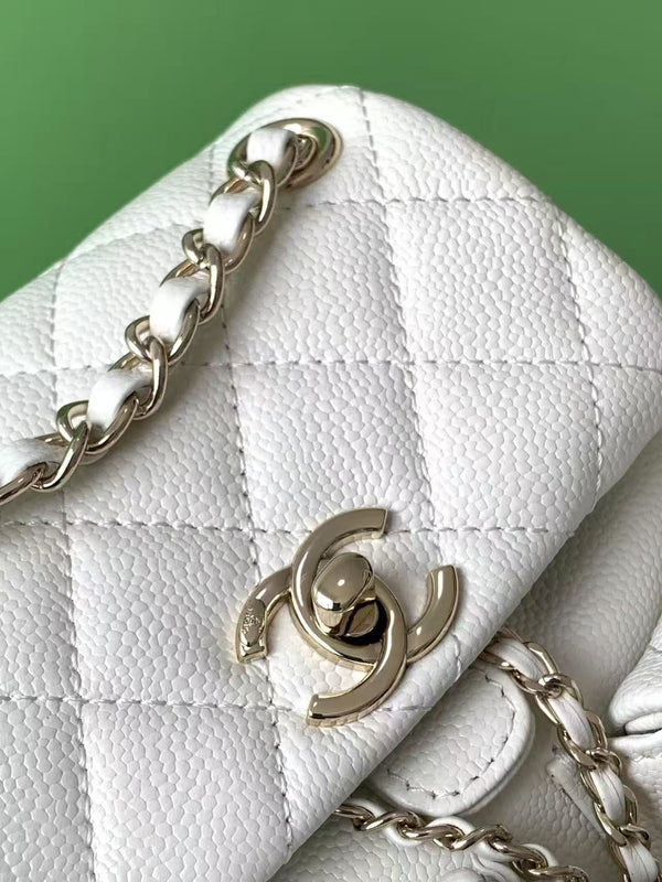 CC Backpack 17.5cm White Silver Grained Calfskin