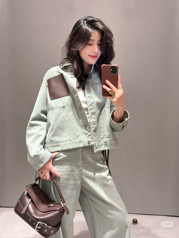 Loewe Jacket in Khaki Green Denim Cotton