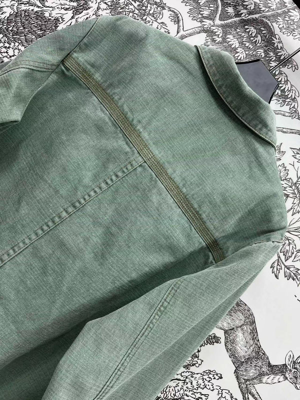 Loewe Jacket in Khaki Green Denim Cotton