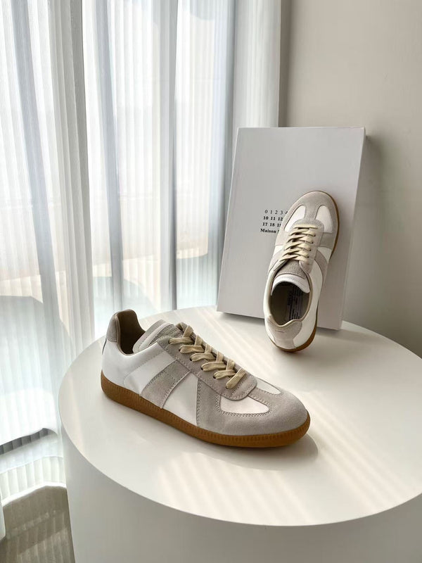 ALV Victorine MM Sneakers Beige Calfskin Suede Patchwork