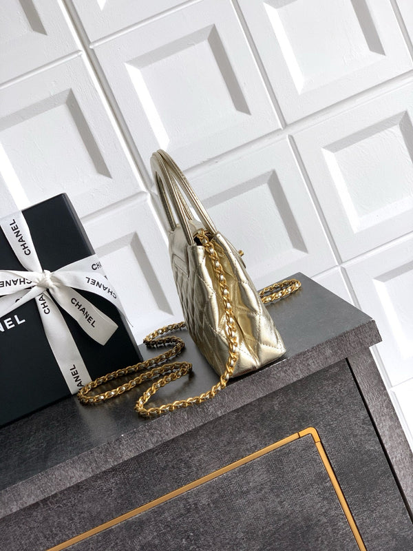 BCC 25A nano 19cm kelly shopper bag metallic gold lambskin gold hardware