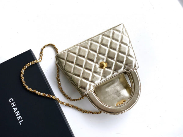 BCC 25A nano 19cm kelly shopper bag metallic gold lambskin gold hardware