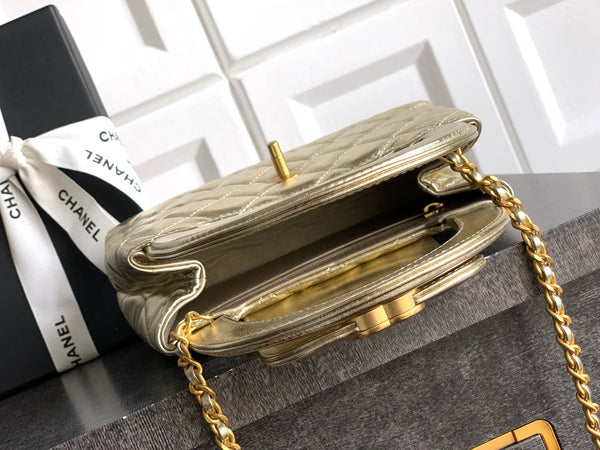 BCC 25A nano 19cm kelly shopper bag metallic gold lambskin gold hardware